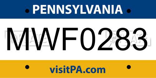 MWF0283 Pennsylvania License Plate