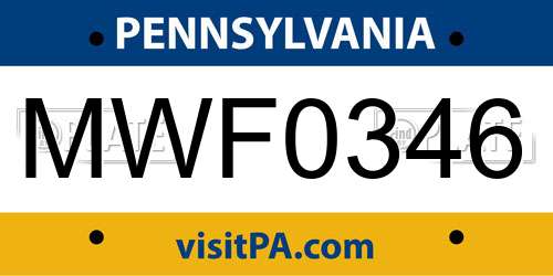 MWF0346 Pennsylvania License Plate