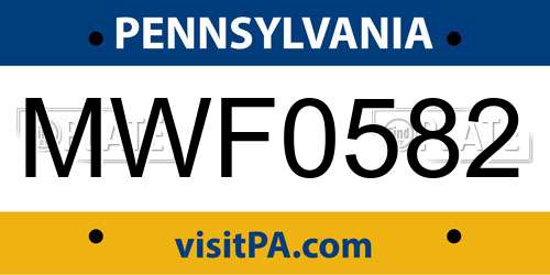 MWF0582 Pennsylvania License Plate