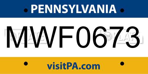 MWF0673 Pennsylvania License Plate