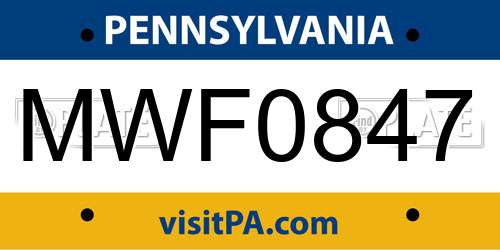 MWF0847 Pennsylvania License Plate