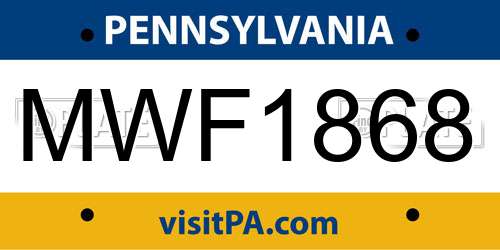 MWF1868 Pennsylvania License Plate