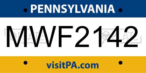 MWF2142 Pennsylvania License Plate
