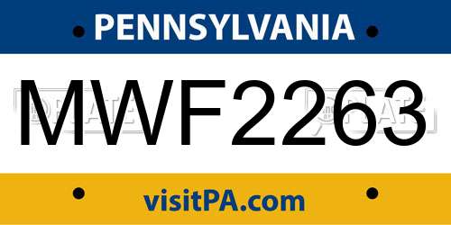 MWF2263 Pennsylvania License Plate