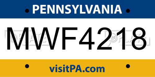 MWF4218 Pennsylvania License Plate