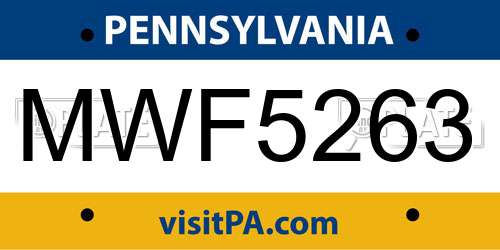 MWF5263 Pennsylvania License Plate