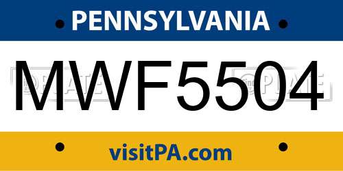 MWF5504 Pennsylvania License Plate