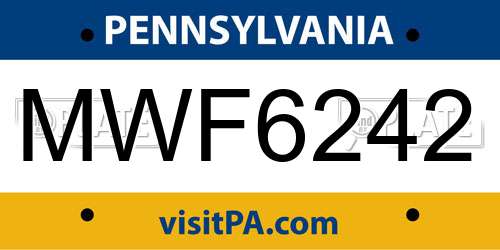 MWF6242 Pennsylvania License Plate