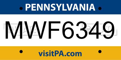 MWF6349 Pennsylvania License Plate