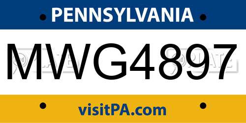 MWG4897 Pennsylvania License Plate