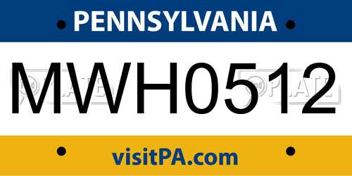MWH0512 Pennsylvania License Plate