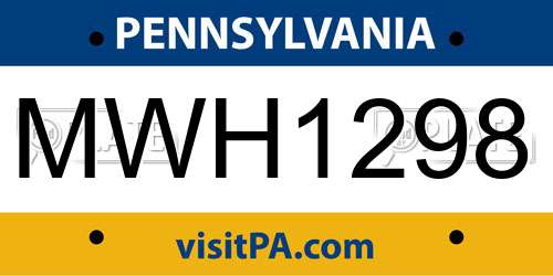 MWH1298 Pennsylvania License Plate