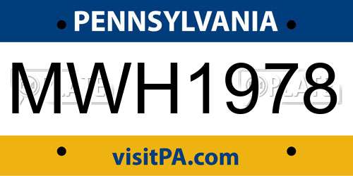 MWH1978 Pennsylvania License Plate