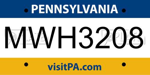 MWH3208 Pennsylvania License Plate