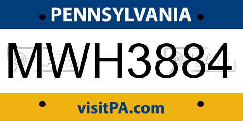 MWH3884 Pennsylvania License Plate