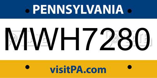 MWH7280 Pennsylvania License Plate