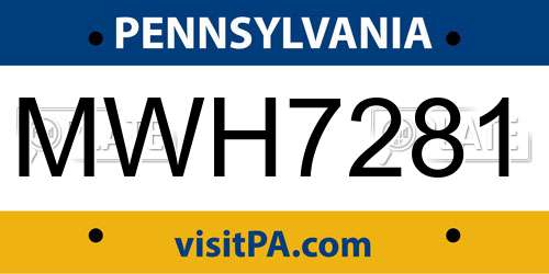 MWH7281 Pennsylvania License Plate