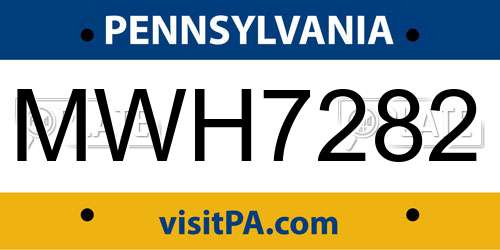 MWH7282 Pennsylvania License Plate