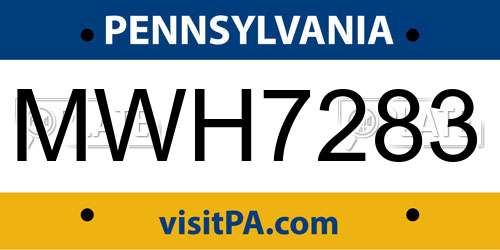 MWH7283 Pennsylvania License Plate