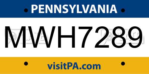 MWH7289 Pennsylvania License Plate
