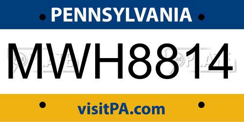 MWH8814 Pennsylvania License Plate