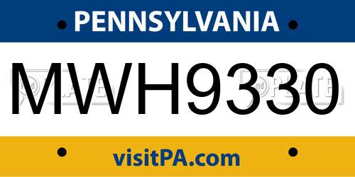 MWH9330 Pennsylvania License Plate