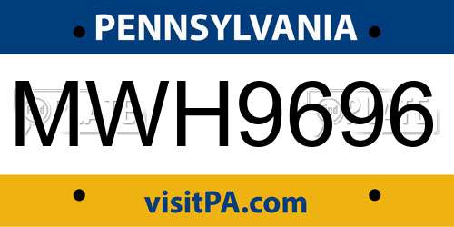 MWH9696 Pennsylvania License Plate