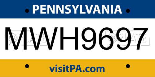 MWH9697 Pennsylvania License Plate