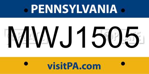 MWJ1505 Pennsylvania License Plate
