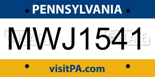 MWJ1541 Pennsylvania License Plate