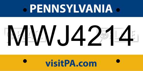 MWJ4214 Pennsylvania License Plate