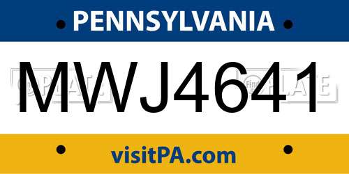 MWJ4641 Pennsylvania License Plate