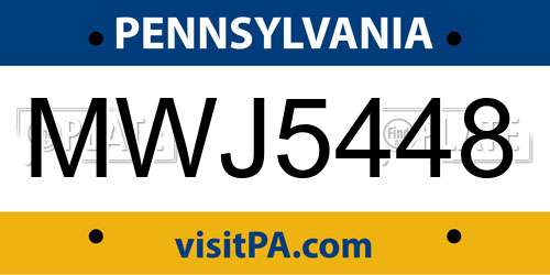MWJ5448 Pennsylvania License Plate