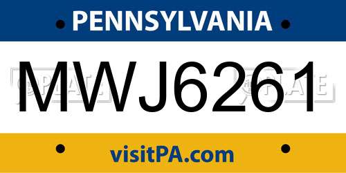 MWJ6261 Pennsylvania License Plate
