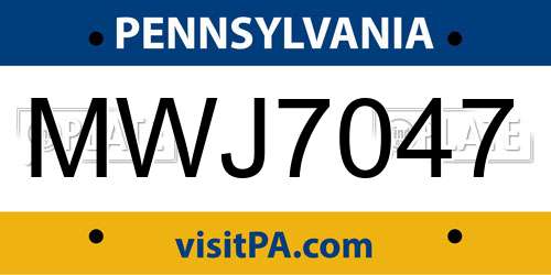 MWJ7047 Pennsylvania License Plate
