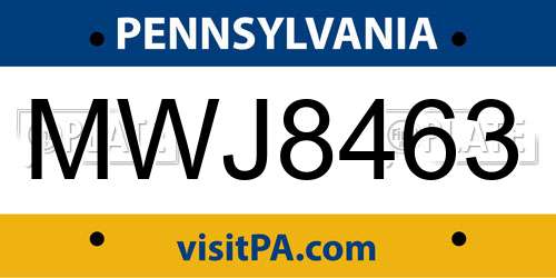 MWJ8463 Pennsylvania License Plate