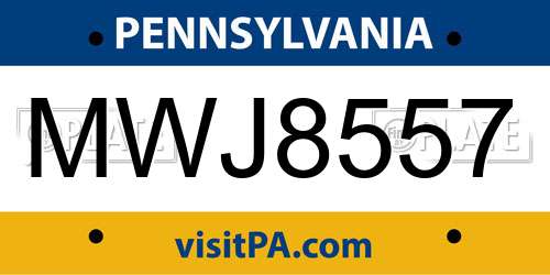 MWJ8557 Pennsylvania License Plate