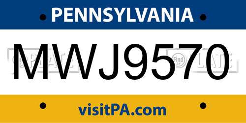 MWJ9570 Pennsylvania License Plate