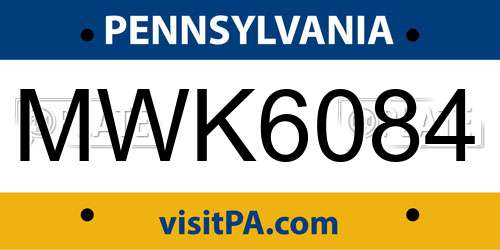 MWK6084 Pennsylvania License Plate
