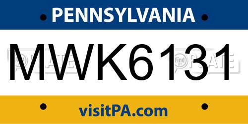 MWK6131 Pennsylvania License Plate