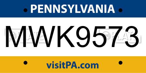 MWK9573 Pennsylvania License Plate