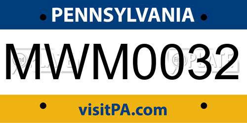 MWM0032 Pennsylvania License Plate