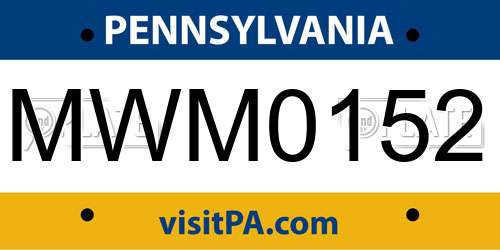 MWM0152 Pennsylvania License Plate