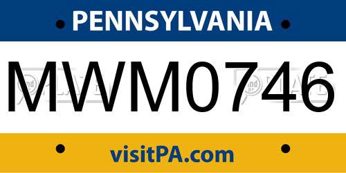 MWM0746 Pennsylvania License Plate
