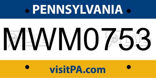 MWM0753 Pennsylvania License Plate