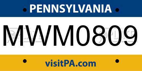 MWM0809 Pennsylvania License Plate
