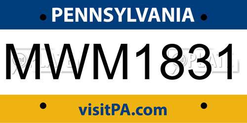 MWM1831 Pennsylvania License Plate