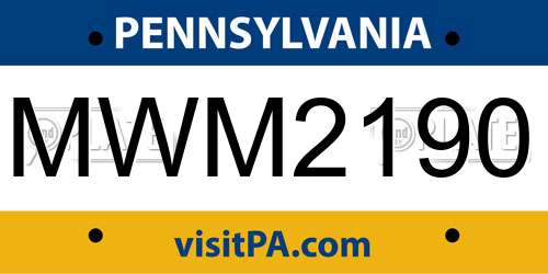 MWM2190 Pennsylvania License Plate