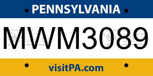 MWM3089 Pennsylvania License Plate