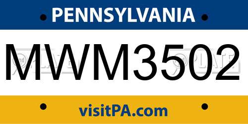 MWM3502 Pennsylvania License Plate